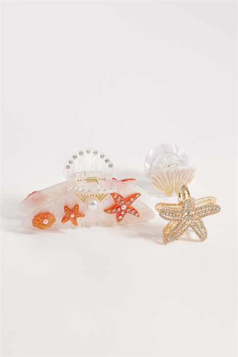 Набор из 3 заколок для волос «Морские драгоценности» артикул 154316242