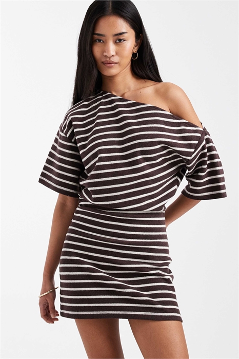 Мини-платье с очень мягкими спущенными плечами и рукавами-крылышками артикул 155722791