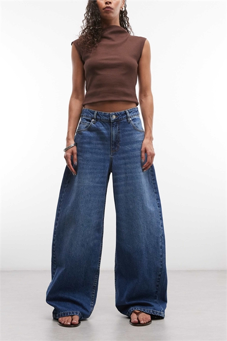 Джинсы с широкими брючинами артикул 154529715