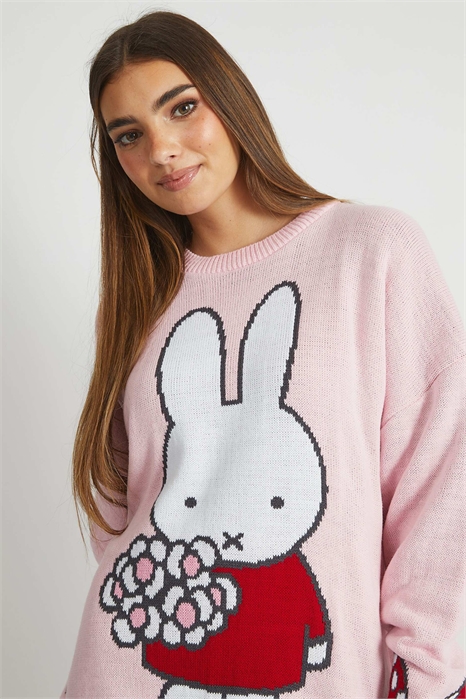 Лондонский вязаный свитер Miffy с розовыми цветами артикул 152206831