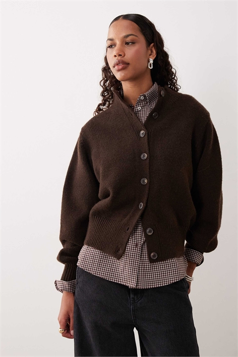 Кардиган с высоким круглым вырезом артикул 147331665