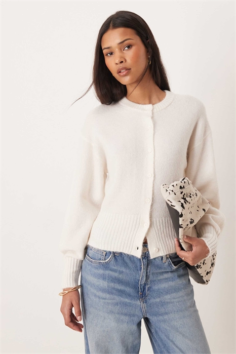 Короткий вязаный кардиган из альпаки и шерсти артикул 154756996