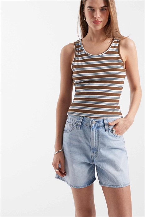 Джинсовые шорты с зауженной талией и длиной до середины бедра артикул 142435561