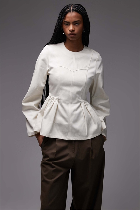 Топ с длинными рукавами и баской артикул 153891692