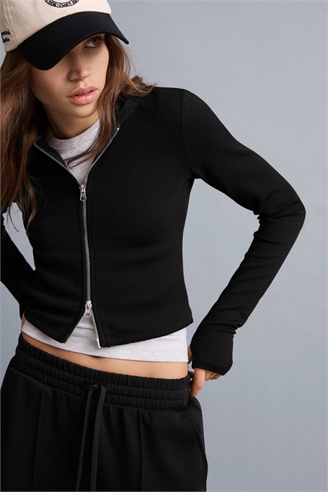 Худи с капюшоном из смесовой ткани с застежкой-молнией артикул 149322217