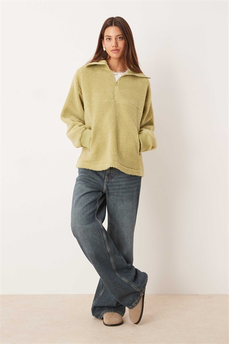 Свитер из смеси флиса и трикотажа с полузастежкой-молнией артикул 143217791