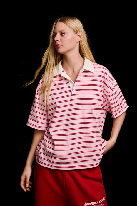 Футболка с коротким рукавом и воротником-поло артикул 156387940