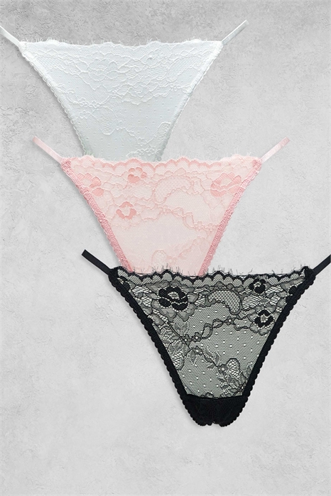 Набор из 3 кружевных стрингов артикул 142742340