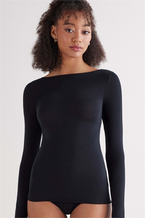 Топ из сверхлегкого хлопка с лодочным вырезом артикул 153297393