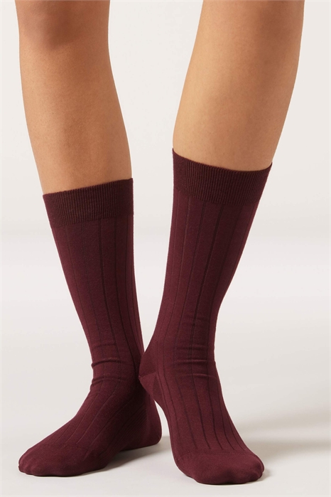 Гольфы с ребристой отделкой до середины икры артикул 153164500