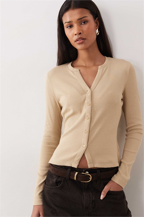 Толстовка с длинными рукавами и ребристым вырезом на пуговицах артикул 153050302