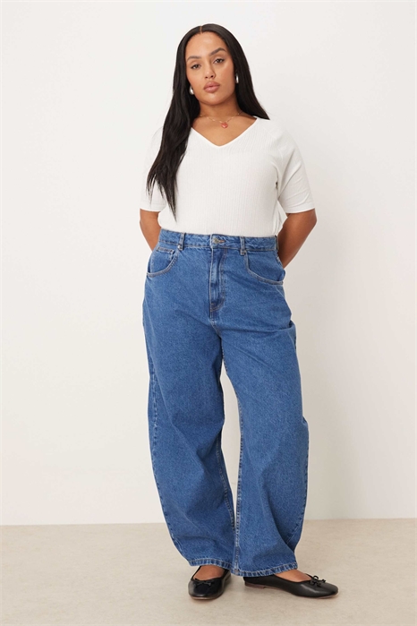 Джинсы ASOS DESIGN Curve с высокой талией и широкими брючинами артикул 149436186