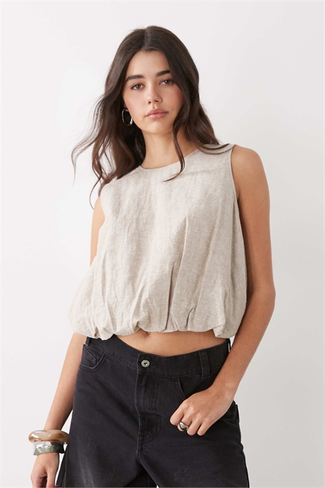 Льняная блузка с пышным верхом артикул 154869691