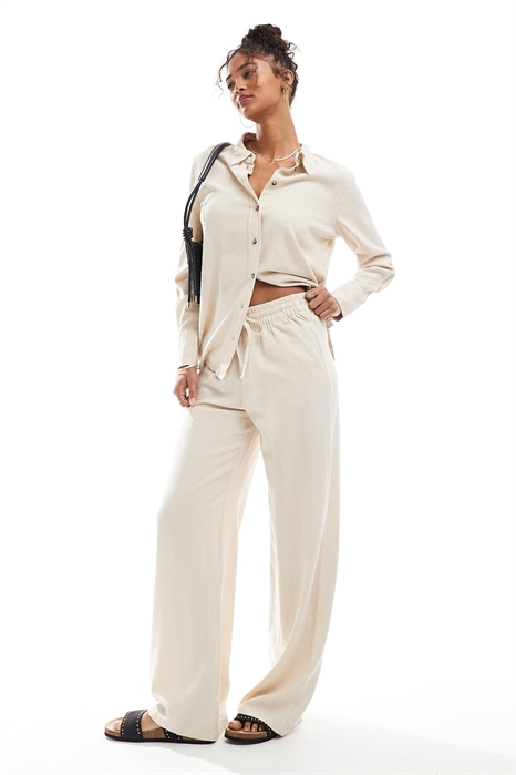 Брюки из смешанного льна с широкими брючинами co-ord артикул 134087331