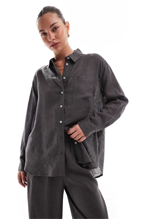 Рубашка свободного кроя из смешанного льна co-ord артикул 143355325