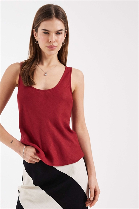 Льняная майка с круглым вырезом артикул 153593510