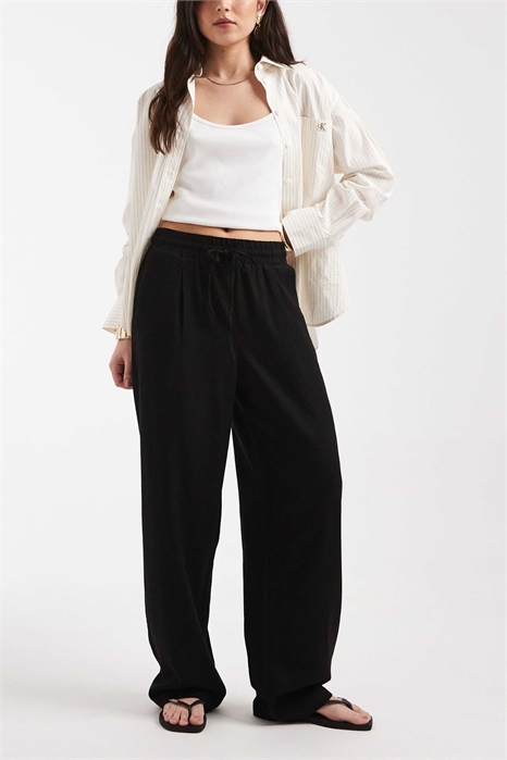 Брюки с завязкой на талии из смешанного льна артикул 153815089