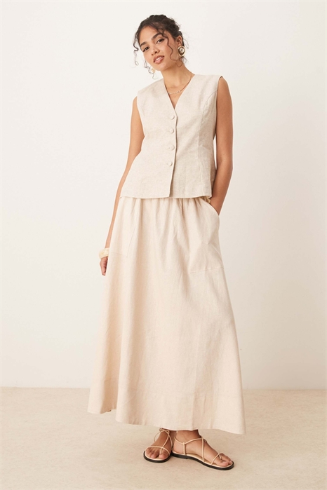 Юбка средней длины с эффектом льна артикул 142722324