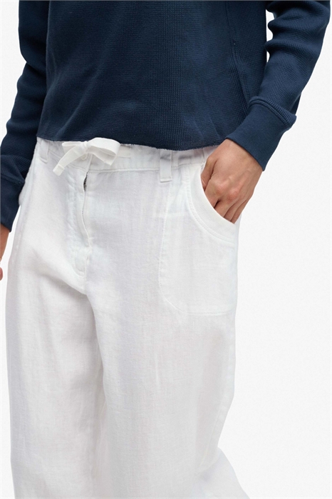 Льняные брюки с заниженной талией артикул 156518718