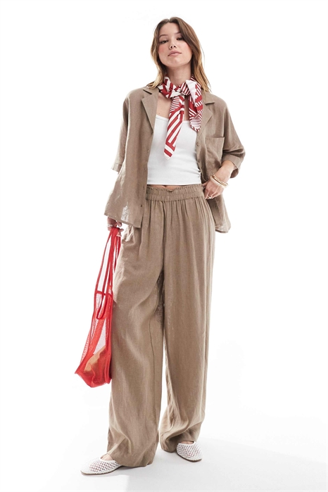 Брюки с широкими брючинами из смешанного льна co-ord артикул 140438864