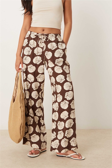 Льняные брюки с широкими брючинами, надеваемые через голову артикул 148490163