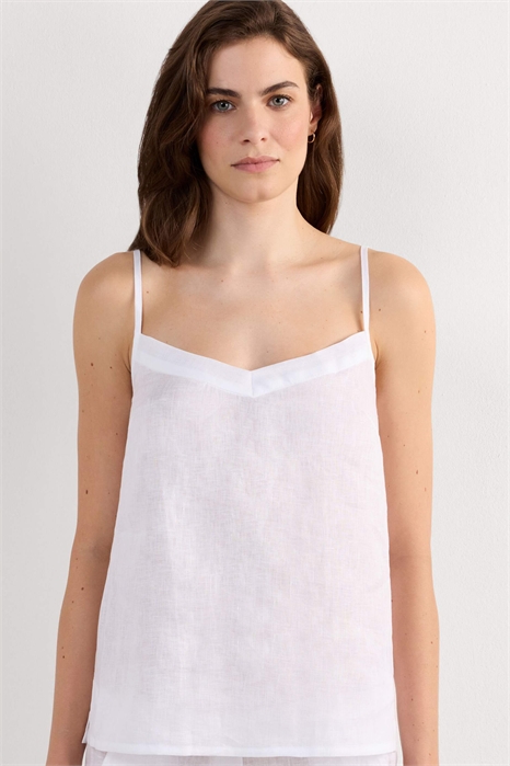 Топ из чистого льна с полотняным переплетением артикул 155613526