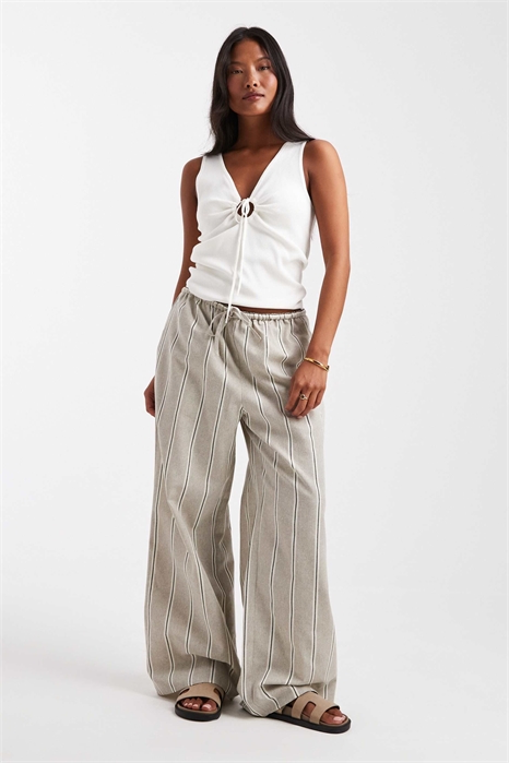 ASOS DESIGN Брюки свободного кроя с завязкой на талии, имитирующие лен, для миниатюрных фигур артикул 148637648