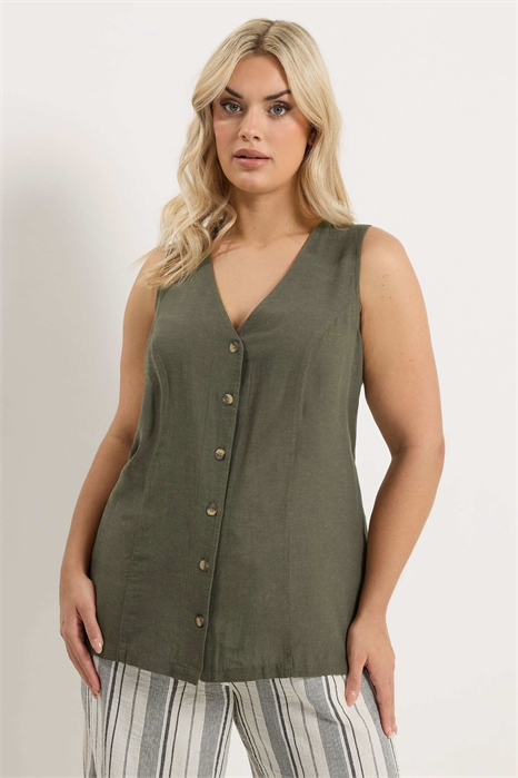 Жилет из тканого льна с добавлением других волокон артикул 156300544