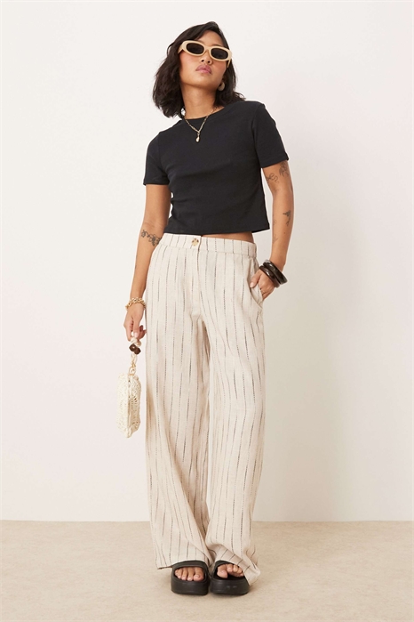 ASOS DESIGN Брюки свободного кроя с прямыми брючинами из льна, размер Petite артикул 139958194