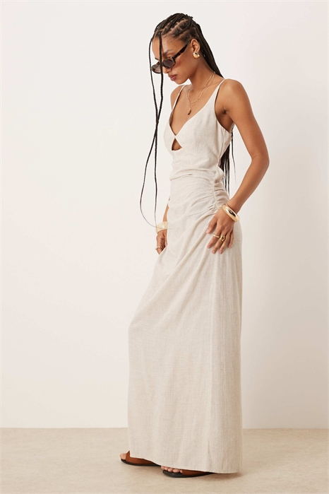 Льняное макси-платье с вырезом в стиле бралет артикул 144206500