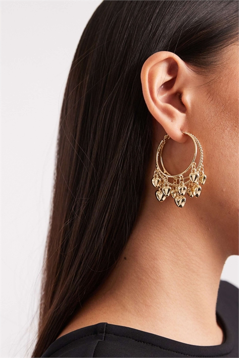 Серьги с цепочкой и сердечком артикул 151745721