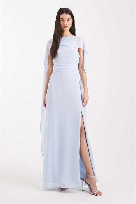Макси-платье с шифоновой накидкой и боковым разрезом для подружки невесты артикул 153113244