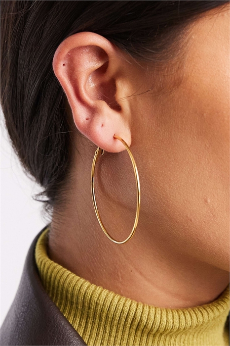 Простые серьги-кольца из нержавеющей стали с водонепроницаемым покрытием артикул 152463477