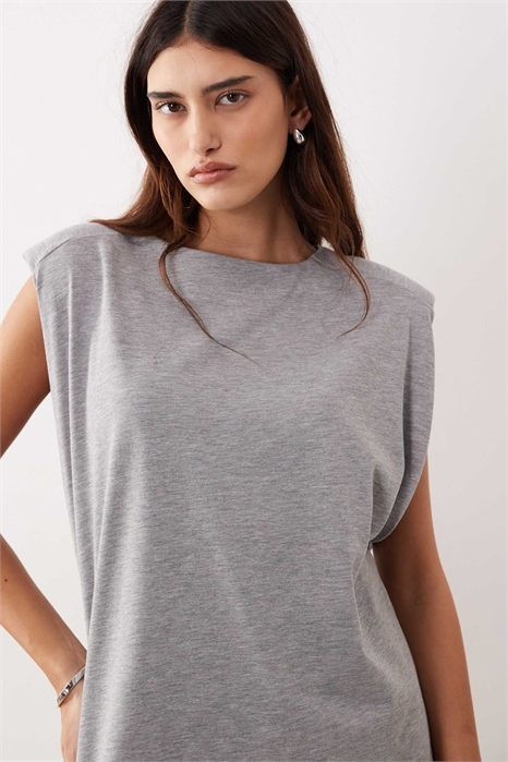 Футболка без рукавов с широким кроем, с боковыми разрезами и накладками на плечах артикул 151999113