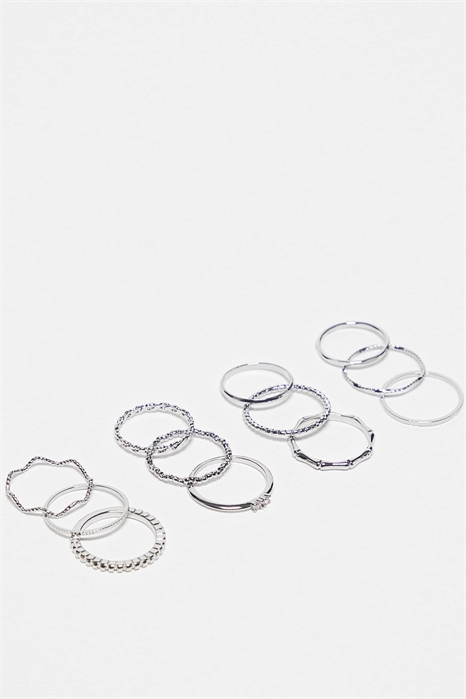 Набор из 12 колец с витыми элементами и гравировкой артикул 132324008