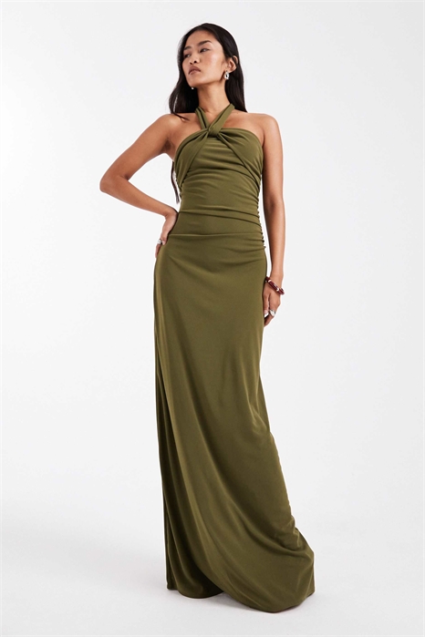 Макси-платье с завышенной талией и завязками на шее для подружек невесты артикул 151900947