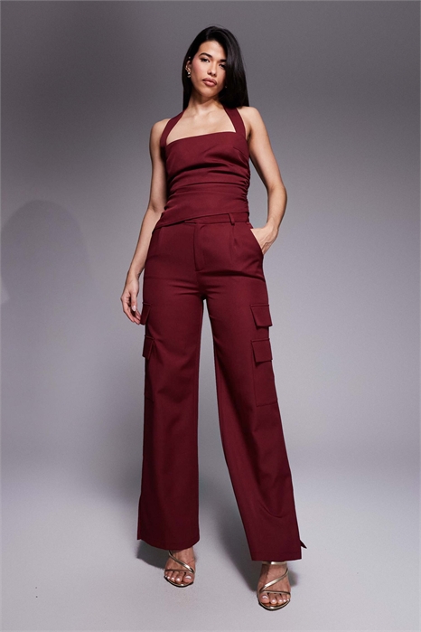 Брюки с широкими брючинами и эксклюзивным карманом, выполненным по индивидуальному заказу co-ord артикул 152830174