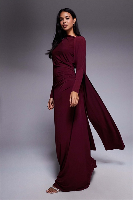 Платье-макси с одной накидкой артикул 153748817