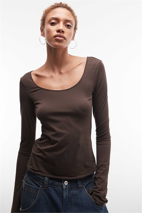 Футболка с длинными рукавами, облегающего кроя и круглым вырезом артикул 149823498