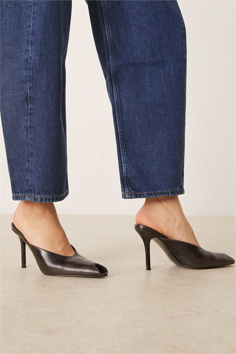 Туфли-муле на высоком каблуке темно-коричневого цвета артикул 151870547