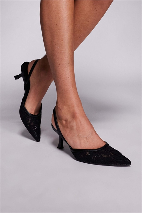 Simmi London Gracelyn Широкие туфли-муле с заостренным каблуком из черного кружева артикул 143356645