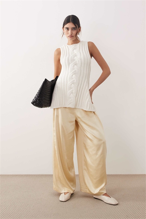 Брюки из сатина с широкими брючинами артикул 151785318