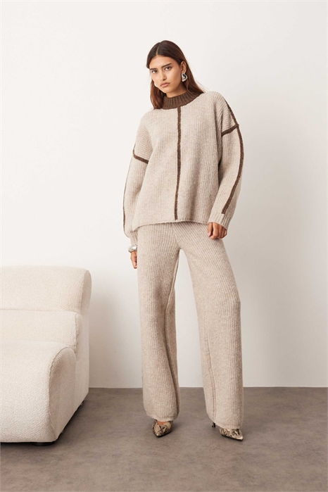 Брюки из плотного ребристого трикотажа co-ord артикул 144073024