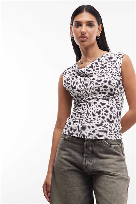Топ с воротником-капюшоном и леопардовым принтом от Santana артикул 154715337
