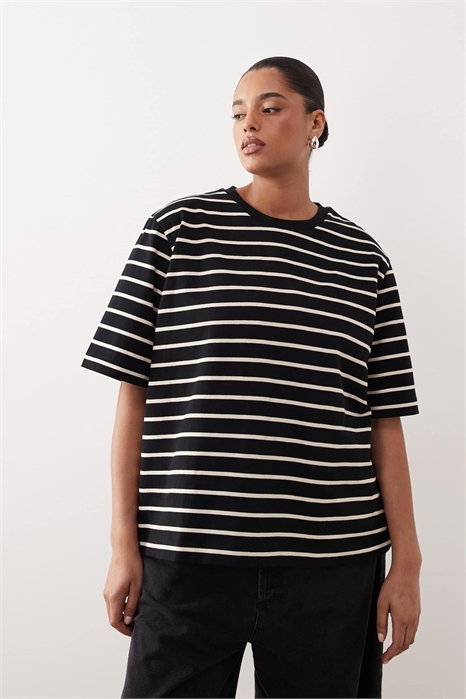 Футболка свободного кроя из плотной ткани премиум-класса артикул 152631233