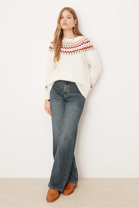 Свитер из трикотажа с узором «фейр-айл» белого цвета артикул 149963408