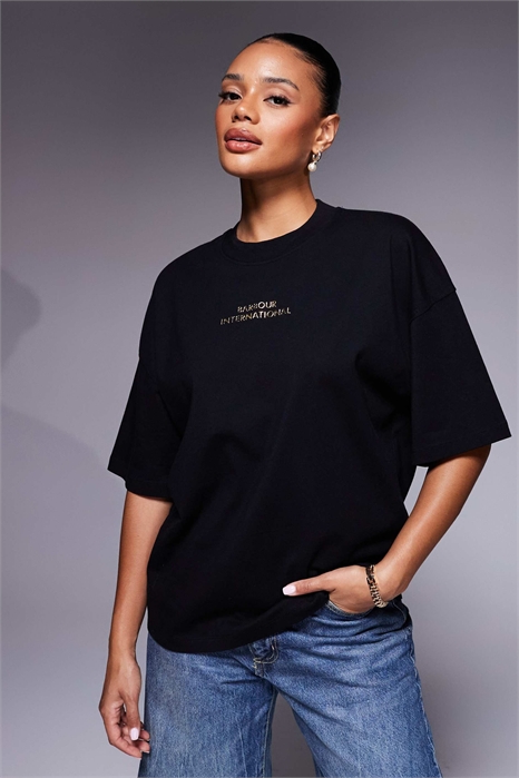 Футболка Kaia с завышенной посадкой, черного цвета артикул 149963403