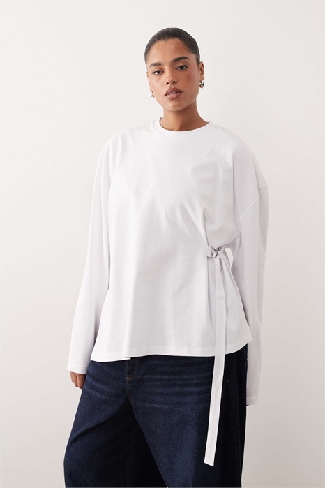 Футболка с длинными рукавами и застежкой-пряжкой на изгибе артикул 152233885