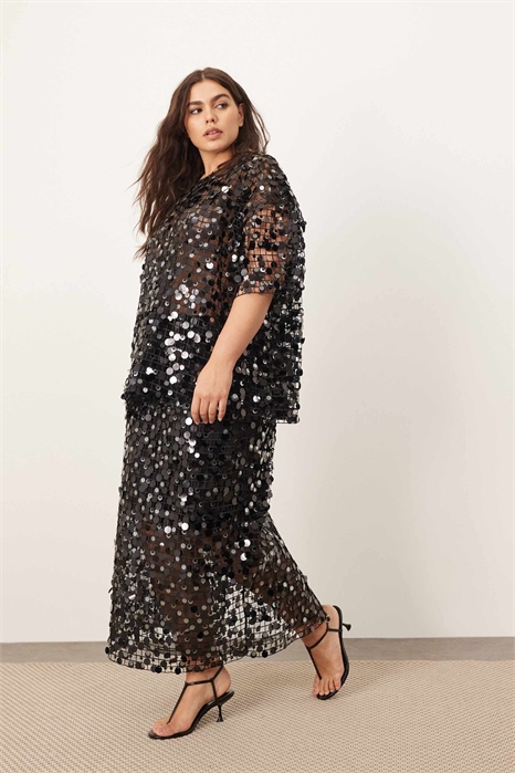 Макси-юбка с асимметричным кроем, сетчатой текстурой и пайетками co-ord артикул 147016203