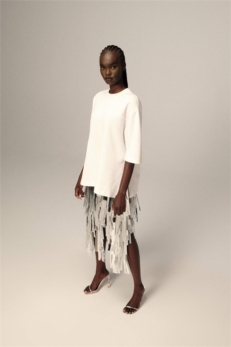 Футболка с крупными деталями швов, тяжелая, oversize, белого цвета артикул 142660049